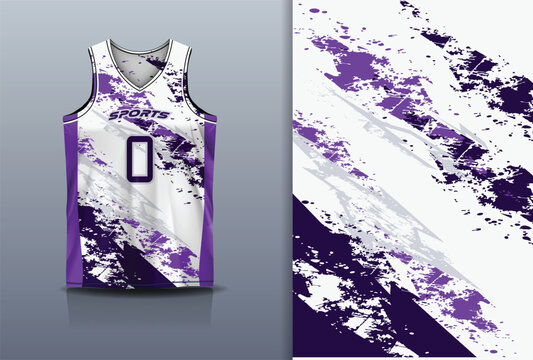 Basketball Jersey Sport Streetwear Design Abstract Grunge Paint Splash Pattern Purple White Violet