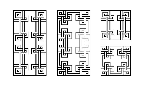 Chinese Geometric Pattern Lattice Screen Panel Divider Laser Cut Vector Graphic Design