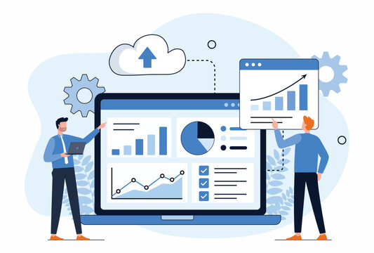 Business Analytics Dashboard and Data Visualization Concept with Cloud Technology