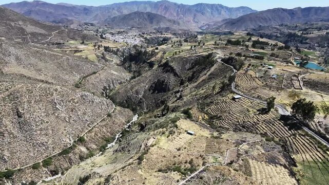 Sunlit mountain scenery in the Peruvian Andes