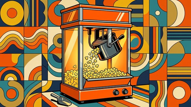 Vintage Commercial Cinema Tabletop Popcorn Popper Illustration