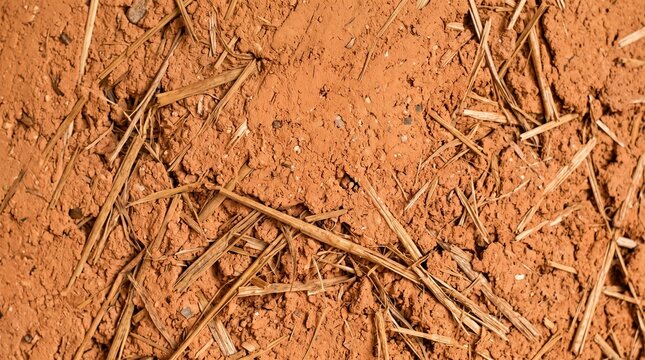 Terracotta earth clay plaster wall texture with natural straw fibers