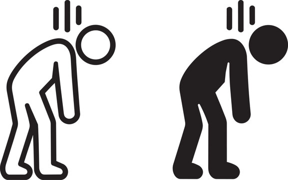 tired exhausted depressed person bending down icons set vector illustration
