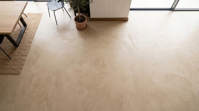 Seamless micro cement flooring texture in warm biscuit cream tone