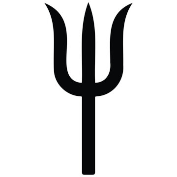 Minimalist black trident vector illustration silhouette isolated on clean white background.