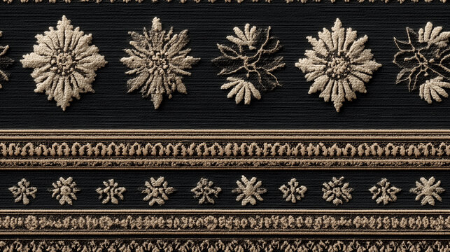 Seamless pattern of a traditional handwoven textile pattern in monochrome gray and white