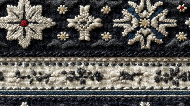 Seamless pattern of a traditional handwoven textile pattern in monochrome gray and white