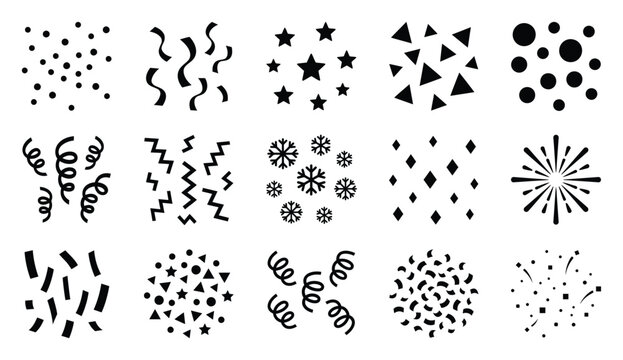 A collection of festive abstract black and white patterns evoking the spirit of christmas celebrations