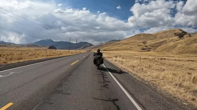 Motorbike on a mountain road in the Peruvian Andes