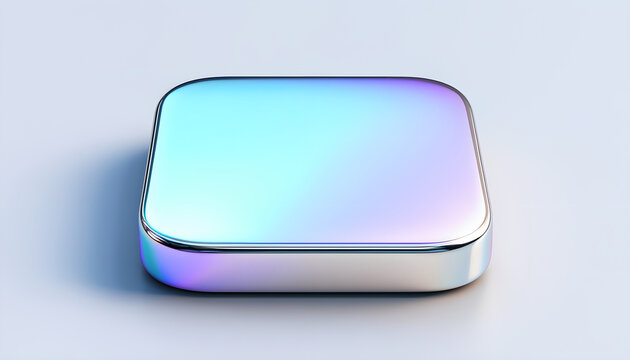 Sleek Iridescent Square with Holographic Gradient on a Minimalist Background.