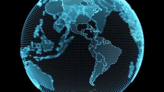 3D Digital Earth Seamless Loop Blue Globe 4K 