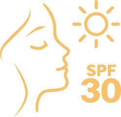 Obraz premium Sunscreen SPF 30 Sun Protection Icon and Element
