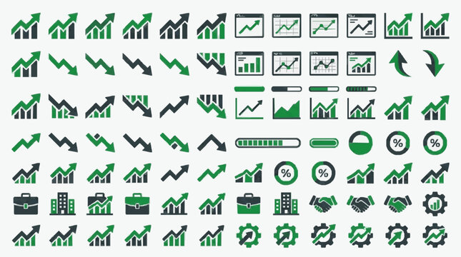 Comprehensive Set of Business Growth and Financial Performance Icons