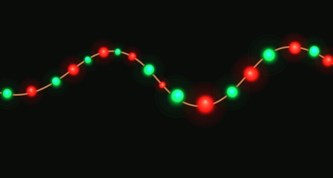 Festive garland with bright twinkling lights, soft luminous glow and sparkling details, ideal for Christmas and holiday decoration.