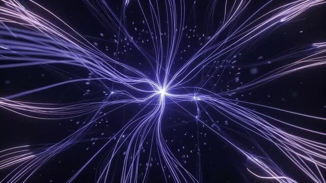 Cosmic light beams explosion in deep space with vibrant energy trails