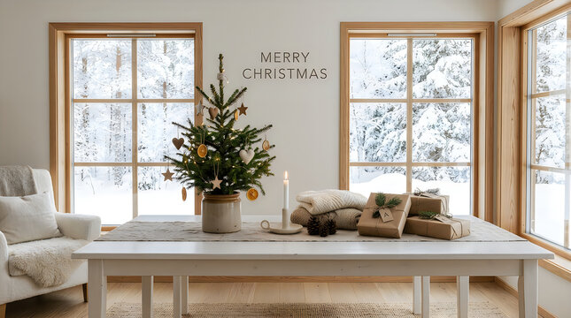 Bright dining room table with greenery and natural light