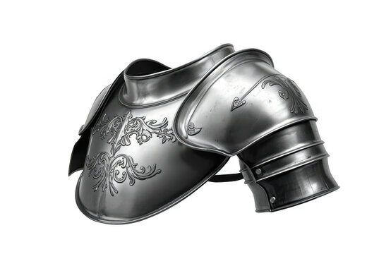 Medieval knight armor chest piece with engraved steel pauldron