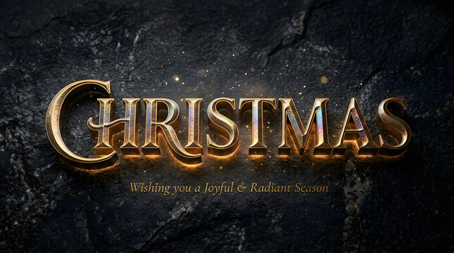 Elegant gold christmas typography with dark festive background