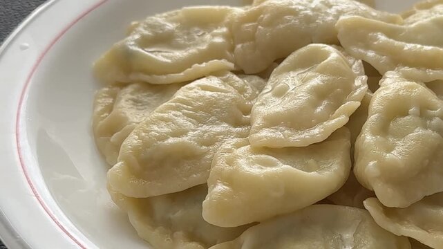 Vareniki stuffed dumplings ravioli serving size natural ingredients healthy eating, wholesome tasty dish, tasty snack fresh, gourmet, rustic food background on the table top view copy space