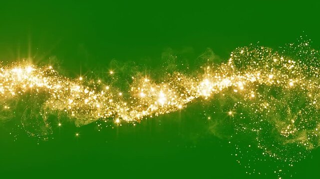 Magical glitter stream with radiant stars for horizontal design layout gold dust