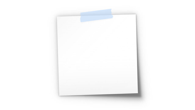 White square sticky note paper mockup with adhesive tape isolated on transparent background, realistic blank post-it memo pad for office reminder and message notice