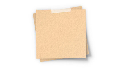 Kraft paper sticky note mockup with adhesive tape isolated on transparent background, realistic brown recycled post-it memo pad for craft journal and message notice © Josnara