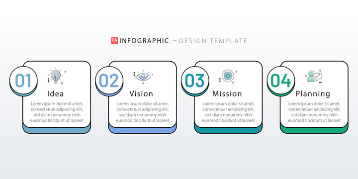 Infographic template. 4 Step timeline journey, Flat simple infographics design template. presentation graph. Business concept with numbers 4 options or steps vector illustration.