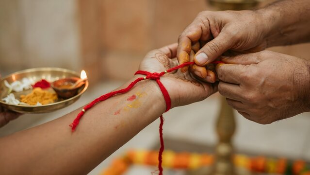 Traditional Hindu Sacred Thread Ceremony Ritual in Indian Culture