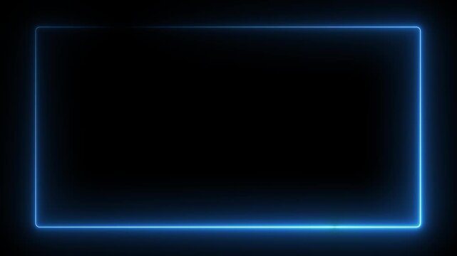 Animation of glowing neon rectangles abstract background. tow ton color rectangle picture frame. abstract glowing blue and cyan neon rectangle border frame