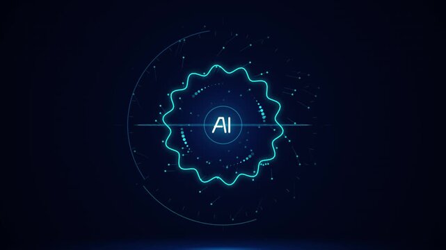 Artificial intelligence digital brain animation with sound waves and data connection motion graphic.