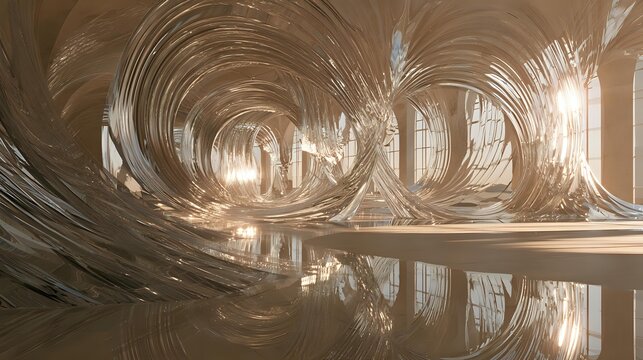 Scientific visualization of fluid dynamics represented through graceful laminar flow patterns beneath balanced daylight