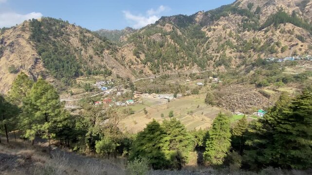 Char Khet Tourist Spot View Near Nainital Uttarakhand India Landscape Travel Footage