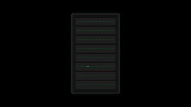 Emerald Green Server Tower with Sequential Data Pulse and Charcoal Chassis