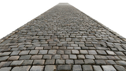Naklejka na ściany i meble Cobblestone road texture isolated on transparent background