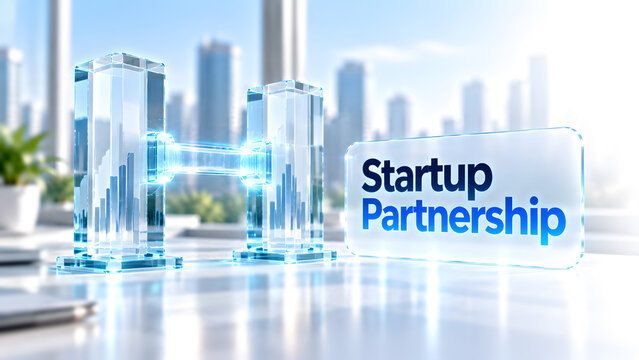 Startup partnership business concept. Digital business structures representing strategic partnerships, collaboration, joint ventures, networking, business development and startup growth.