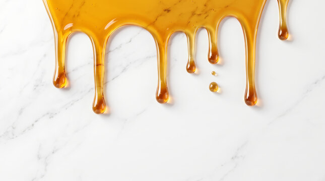 Gold oil serum dripping marble white background skincare beauty luxury cosmetic elegant product
