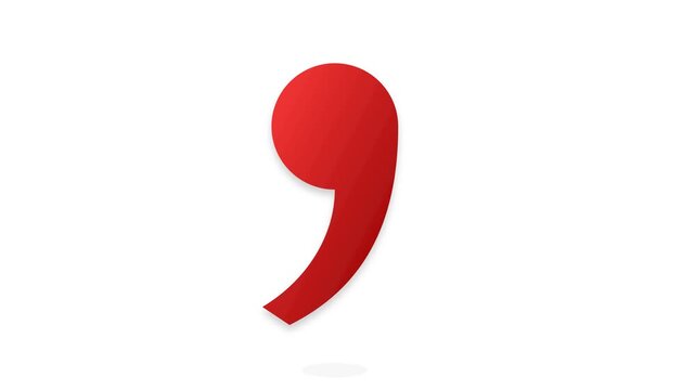 Vibrant Red Gradient Comma Icon Smoothly Bouncing with Squash and Stretch Motion
