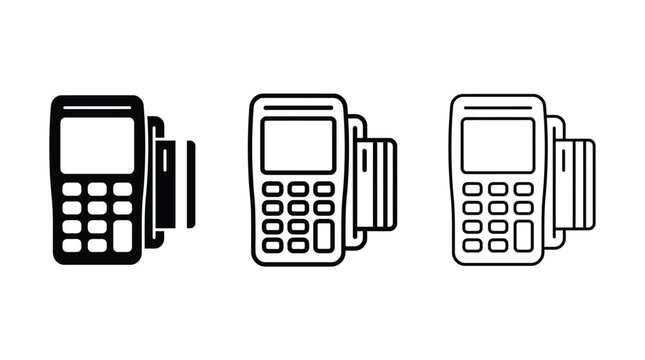 Card Swipe Machines Set with Keypad and Card Reader Slots. Modern Payment Terminal Icons for Digital Transactions. Featuring Machine, Slot, Icon with Vector and Graphic Elements for Design
