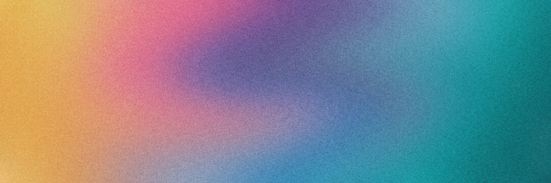 Colorful pink, yellow and turquoise gradient noisy grain background texture