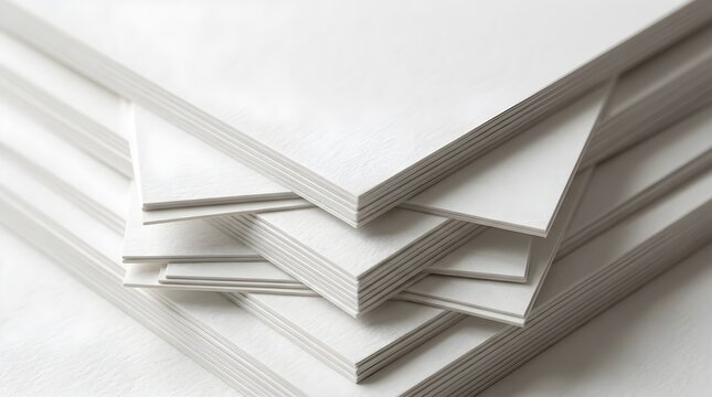 Stack of blank white paper sheets isolated on white background