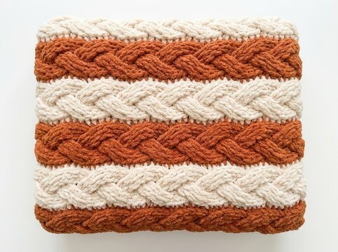 Chunky crochet blanket with braided texture, cozy living concept