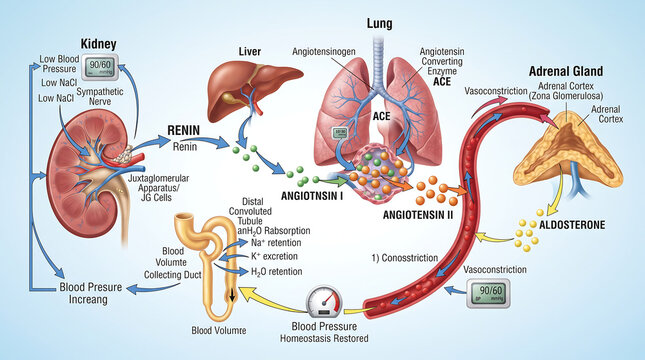 The renin-angiotensin-aldosterone system (RAAS System and Blood Pressure Homeostasis)