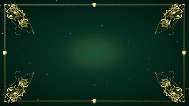 Elegant dark green background with luxury gold ornamental border and decorative floral corners for invitation and certificates