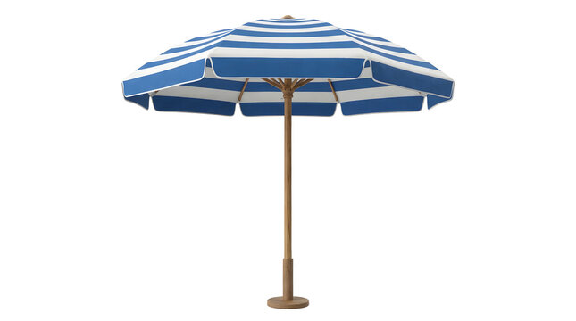 Blue and White Striped Outdoor Patio Umbrella Isolated