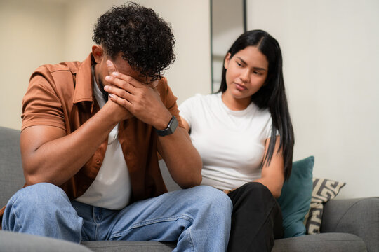 Young couple dealing with mental health problems at home