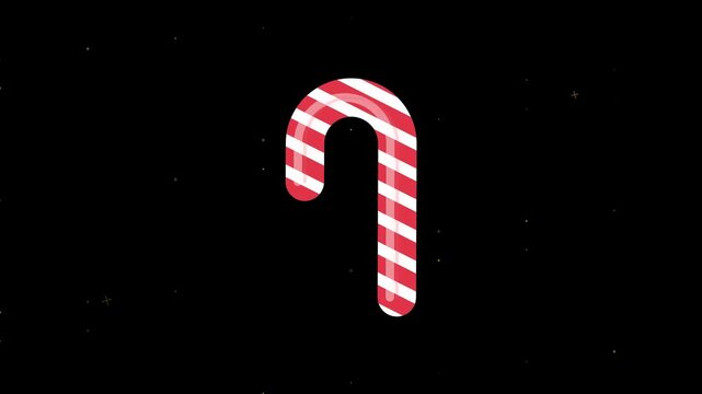 Candy canes falling with motion effect on black background