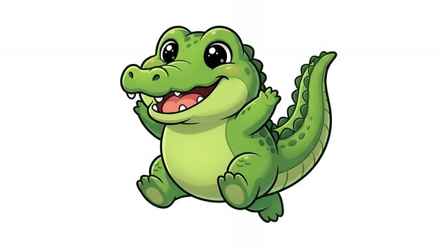 Cute cartoon alligator illustration with a friendly smile.