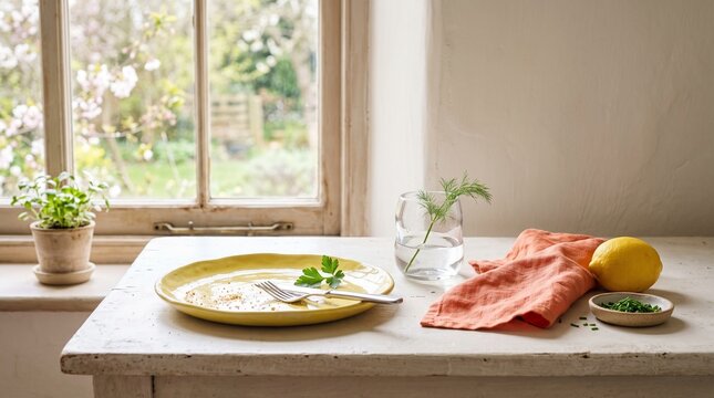 Quiet spring lunch leftovers with herbs and citrus
