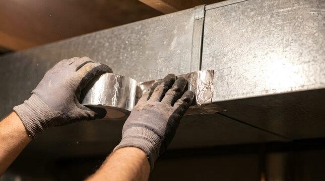 Sealing Sheet Metal Duct | HVAC Foil Tape Repair | Air Leak Insulation Maintenance