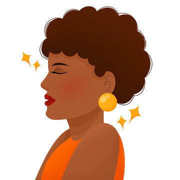 Profile Portrait of Black Woman Afro Hair